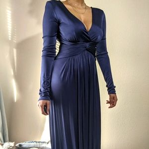 BCBG Navy Long Sleeve Jersey Knit Gown